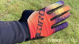 Back of the Giro Trixter glove with the colorful Blur colorway