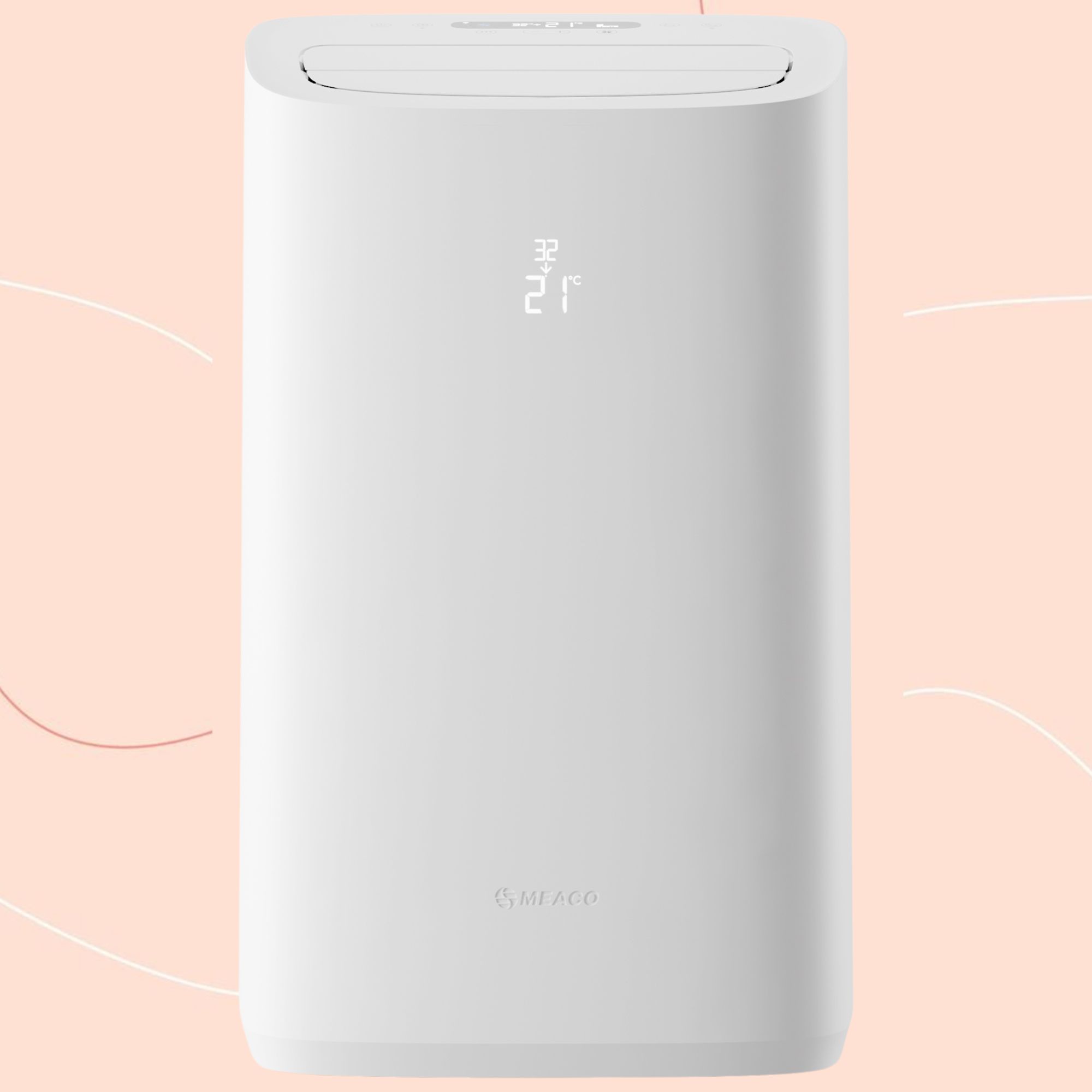 Meaco Cirro portable air conditioner cut out on a pink background