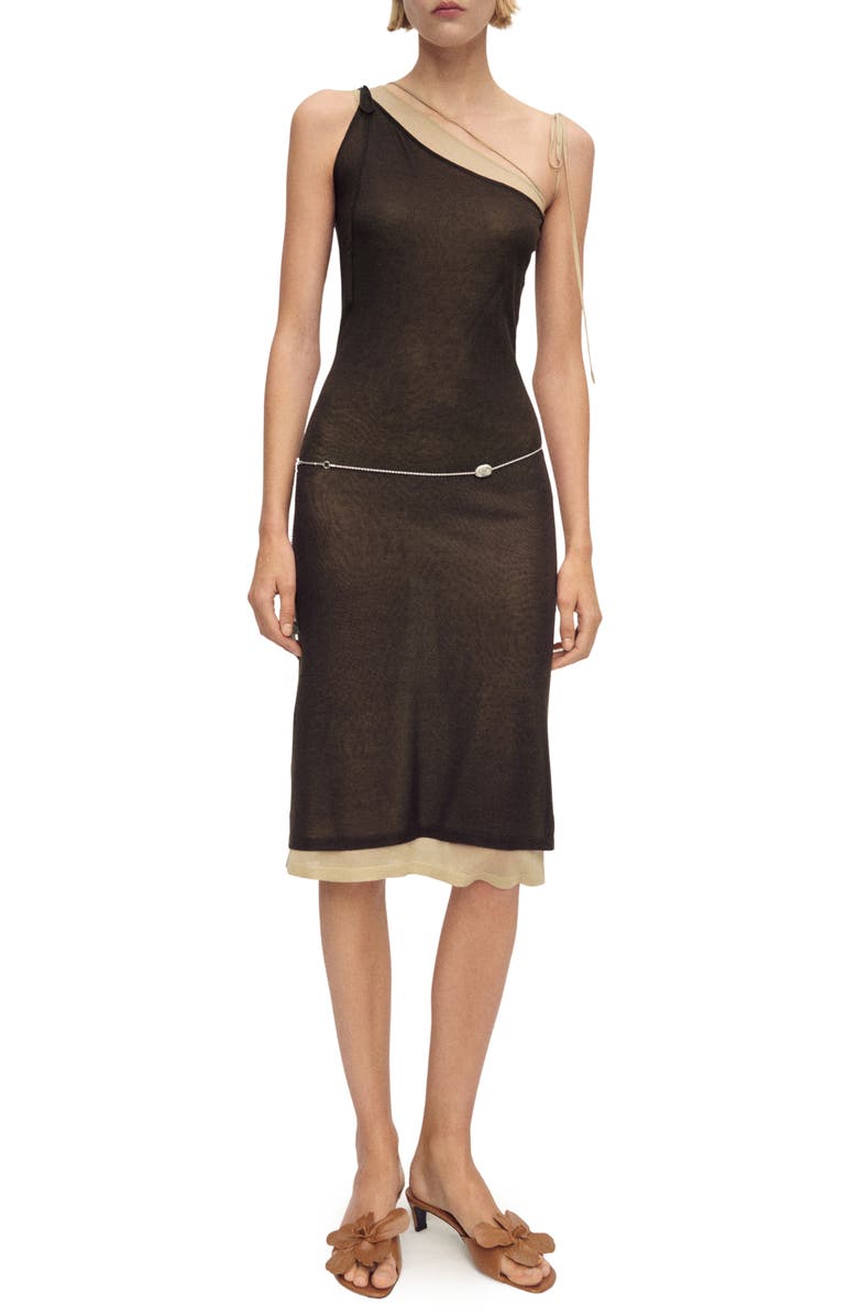 Asymmetric Neck Knit Dress