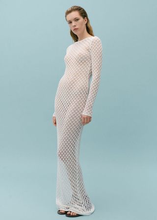 Crochet Dress With Open Back - Women