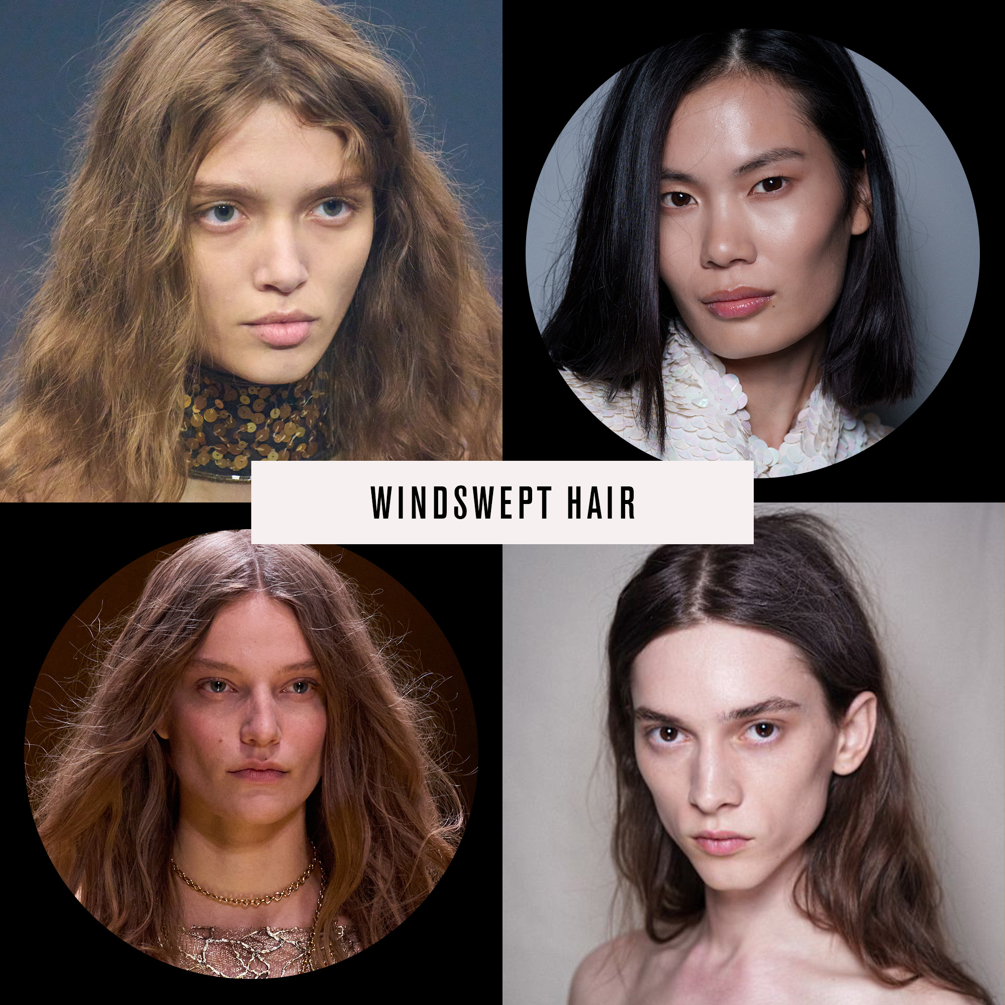 Windswept hair collage