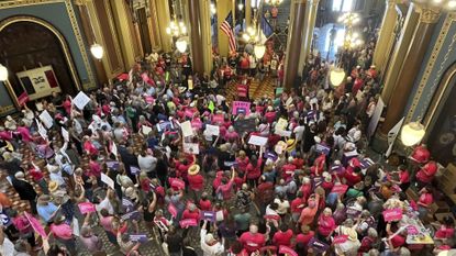 Pro-choice protesters at the Iowa State Capitol