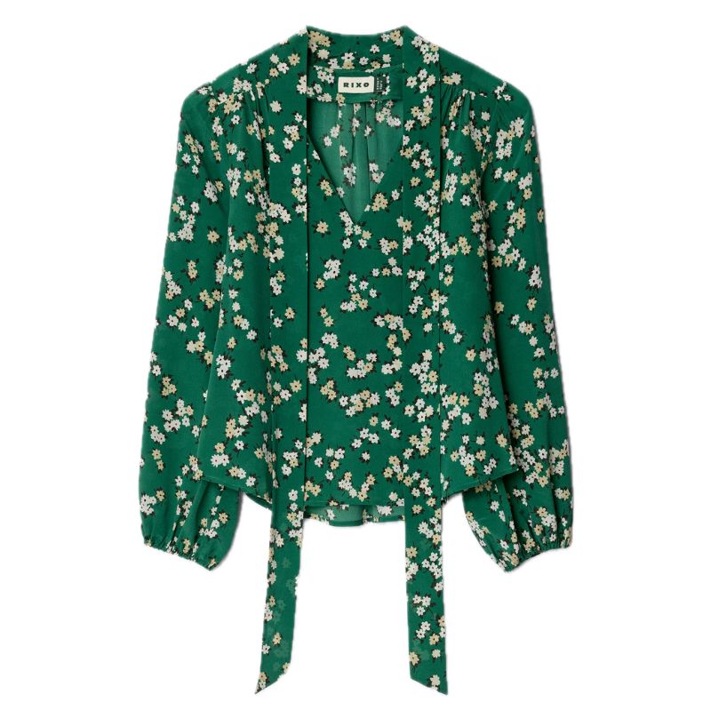 RIXO , Moss Silk Blouse