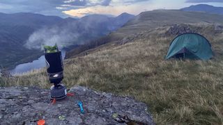 Jetboil camping stove on a wild camp