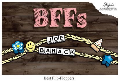 Political Cartoon U.S. Joe Biden Barack Obama BFFs Flip-Floppers