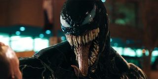 Venom sticking his tongue out at his prey