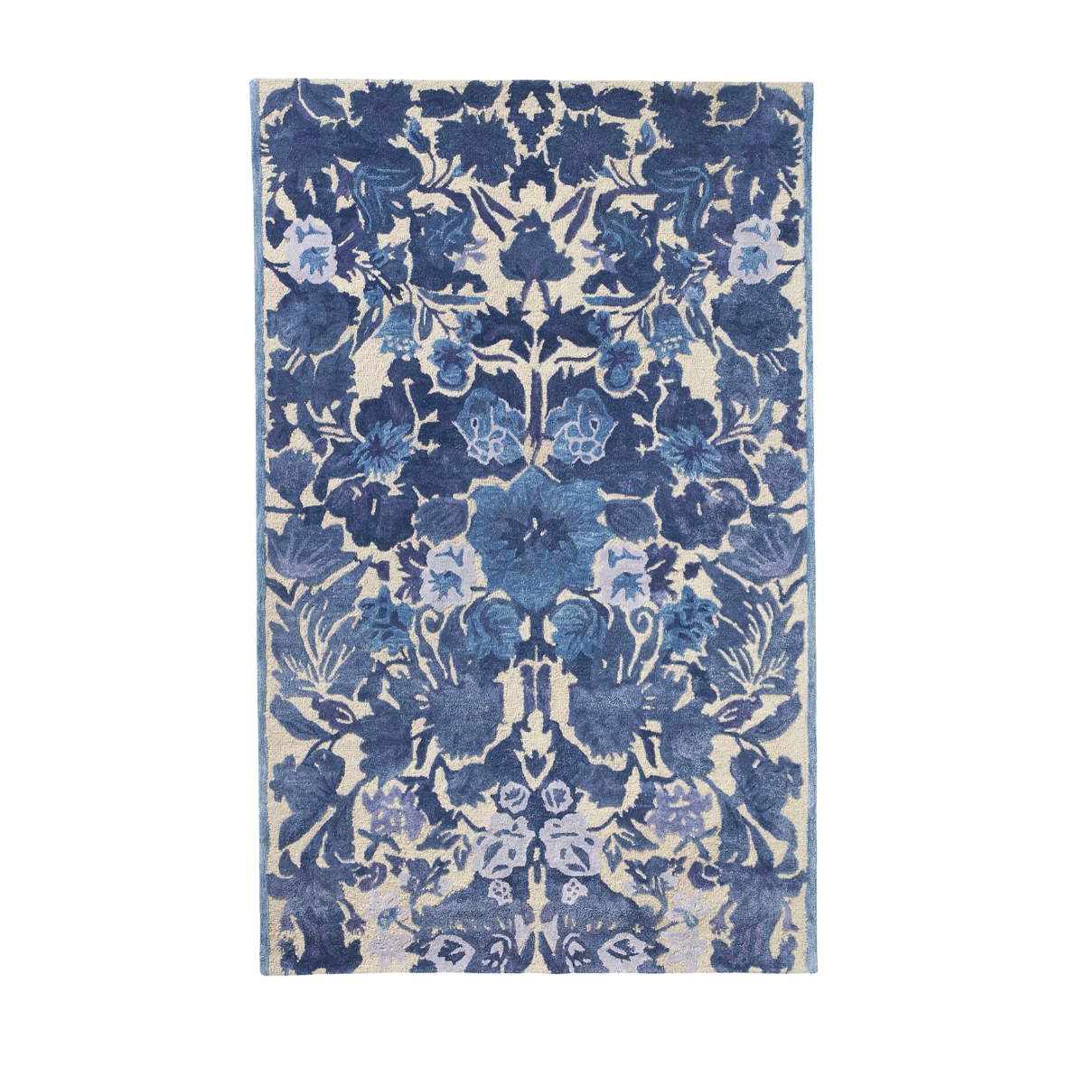blue and white floral rug