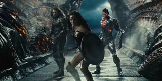 Jason Momoa, Gald Gadot, and Ray Fisher in Justice League