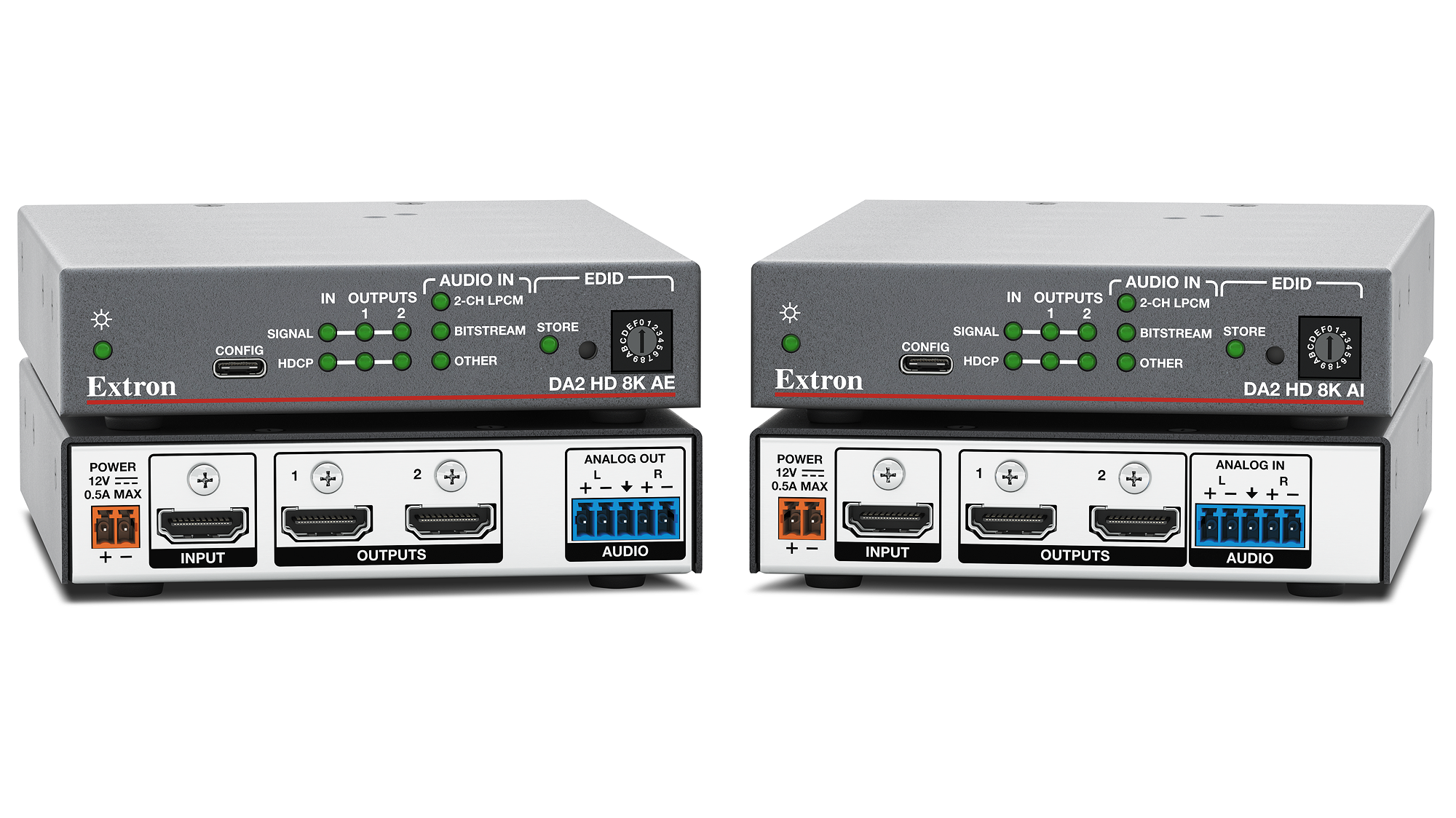 Check out the DA2 HD 8K AE and DA2 HD 8K AI  amplifiers. 