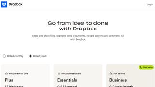 Website screenshot for Dropbox