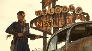 Lucy standing outside of New Vegas