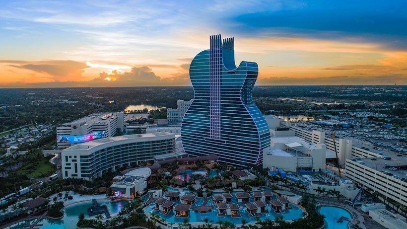 The $1.5 billion upgrade to the Seminole Hard Rock Hotel and Casino in Hollywood, FL, offers the public a highly unique immersive experience that carries the music theme to the outside of the property.