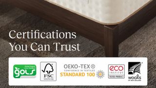 Awara's mattress certifications under a heading that says 'Certifications you can trust'