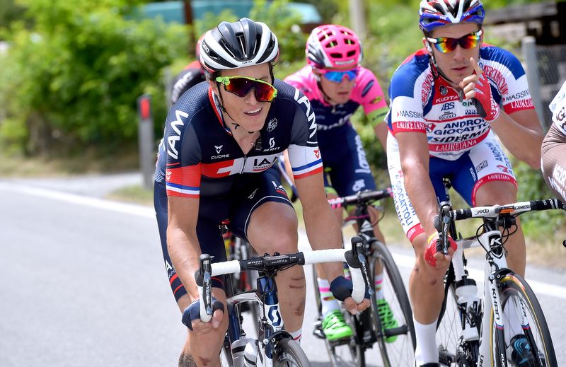 Sylvain Chavanel's (IAM Cycling) glasses falling off his face mid-way through the stage