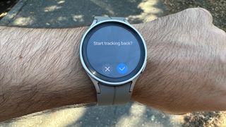 "Start tracking back?" option on the Samsung Galaxy Watch 5 Pro
