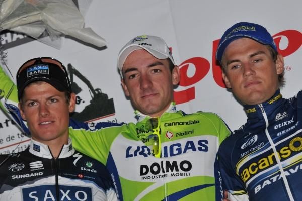 Elia Viviani (Liquigas-Doimo) on the top step of the podium