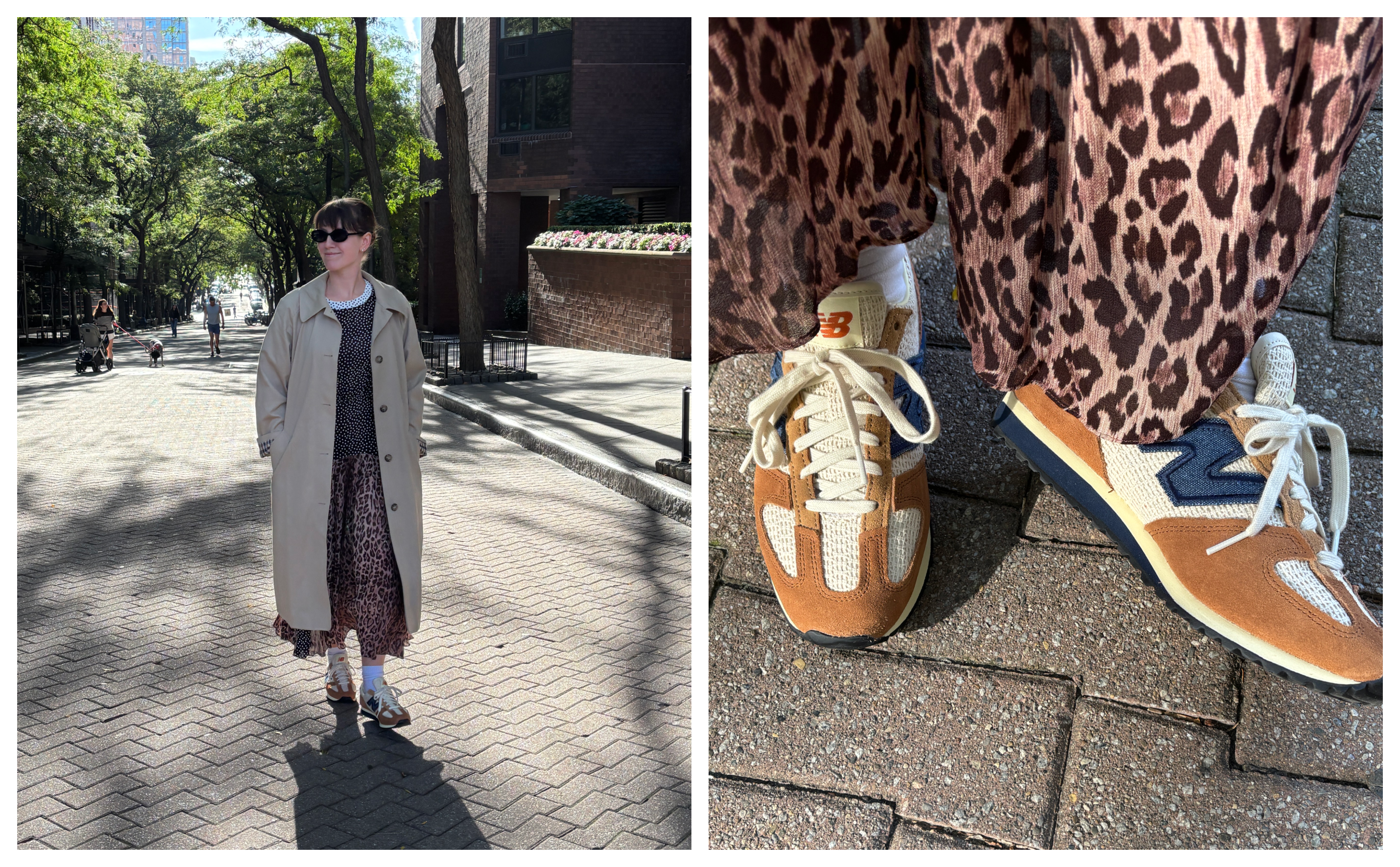a collage of Halie LeSavage wearing the New Balance for Sezane sneakers