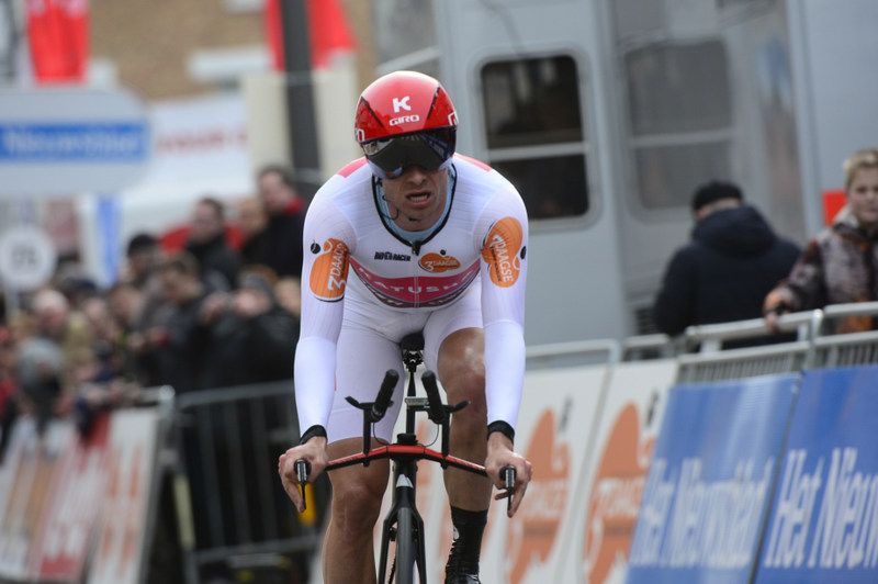 Race leader Alexander Kristoff (Katusha) crosses the line