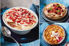 Trio of strawberry desserts - strawberry tart, tiramisu and pie 