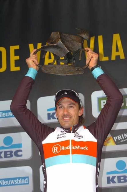 Fabian Cancellara (RadioShack-Leopard) takes the spoils of victory