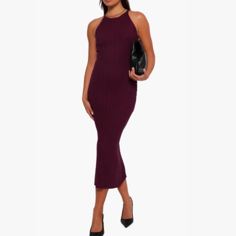 purple midi dress
