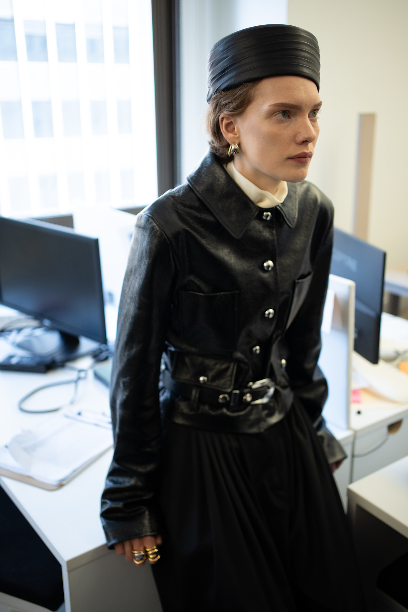 A model wore the pillbox hat trend in the Altuzarra Spring 2026 show