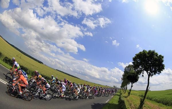 The peloton in action during stage 4 at the Tour de France.