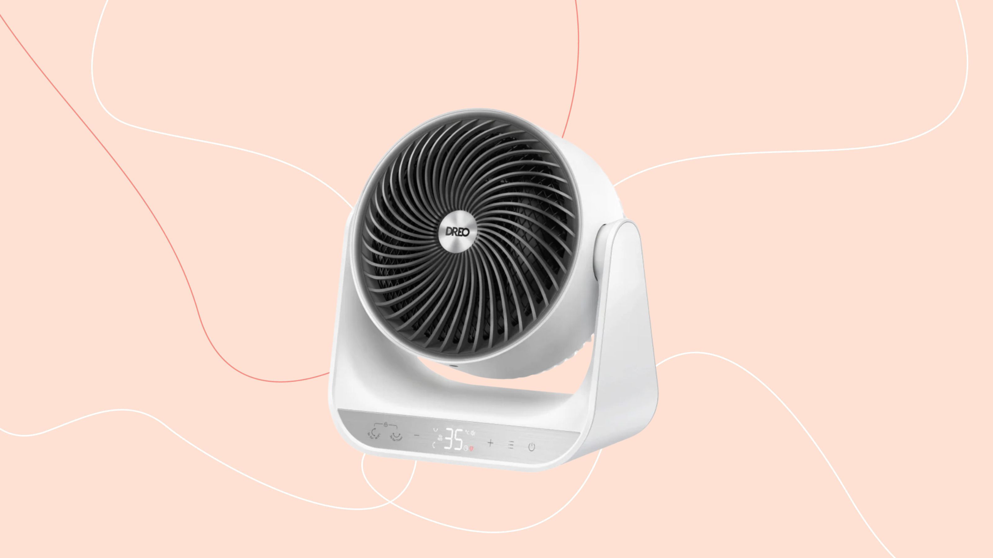 Dreo Smart Whole Room Heater 714S on a pink background
