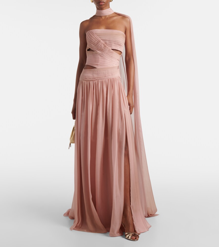 Draped Silk Chiffon Gown