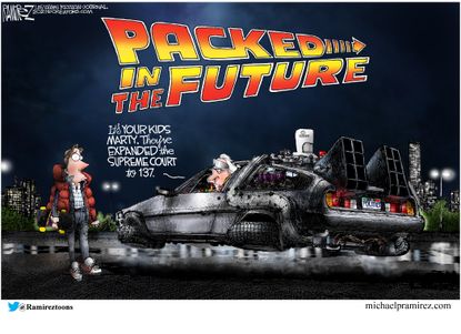 Political Cartoon U.S. democrats court packing back to the future