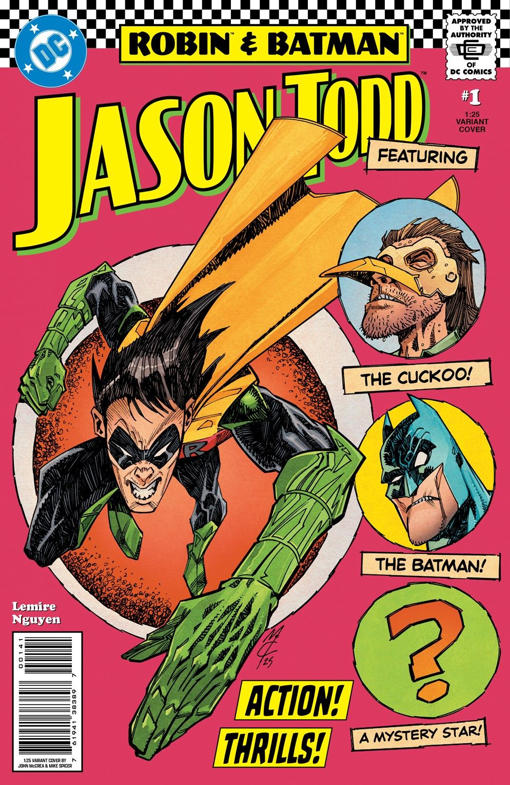 John McCrea's retro-style cover shows Robin alongside Batman and the Cuckoo.