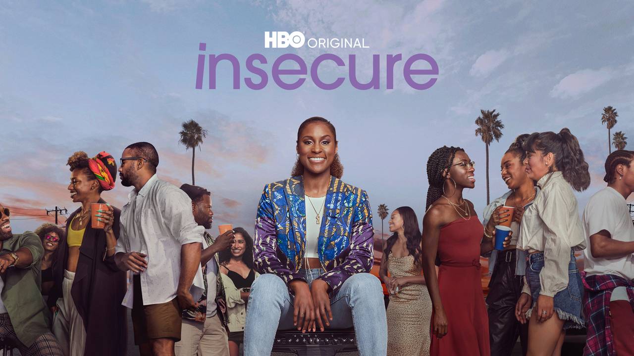 A promotional poster for Insecure, which shows the main cast of the HBO TV comedy-drama series