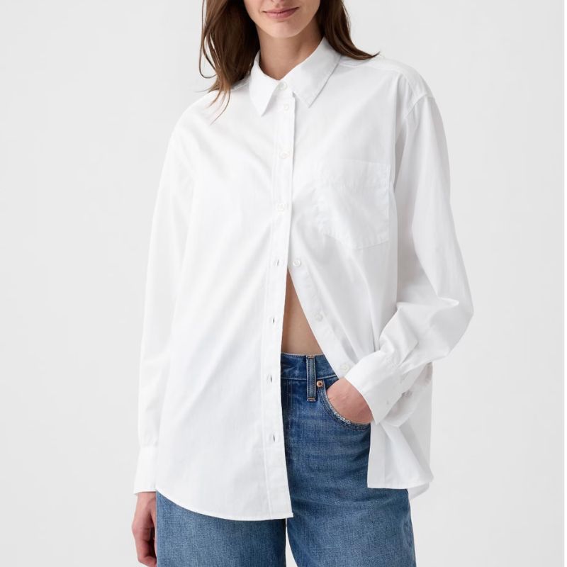 GAP, White Cotton Poplin Big Shirt