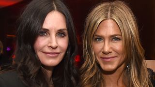 los angeles, ca december 06 courteney cox l and jennifer aniston pose at the after party for the premiere of netflixs dumplin at sunset tower on december 6, 2018 in los angeles, california photo by kevin wintergetty images