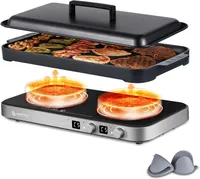 AMZCHEF Double Induction Cooktop with Removable Griddle