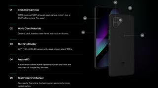 The Saga phone from the front and back, along with key specs