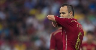 Andres Iniesta in the match between Spain and Chile in the group stage of the 2014 World Cup, for the group B match at the Beira Rio stadium