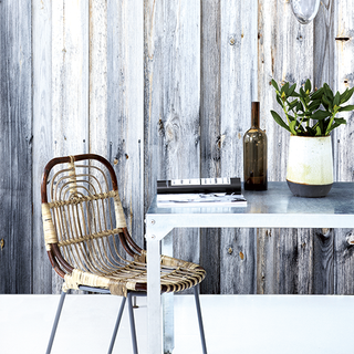 chair with bottle and plant