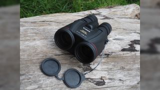 Close up photo of the Canon 10x42L IS WP binoculars