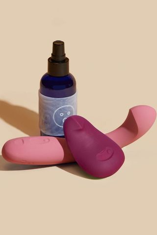 two vibrators and a small lube bottle