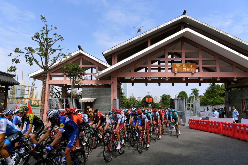 The peloton on stage 3 of the Tour of Guangxi