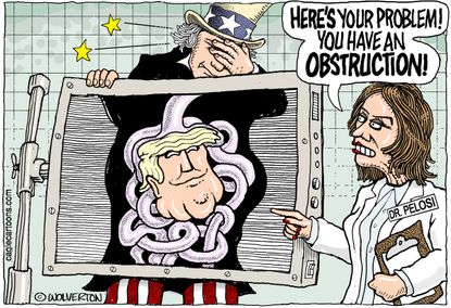 Political Cartoon U.S. Trump Pelosi obstruction diagnosis