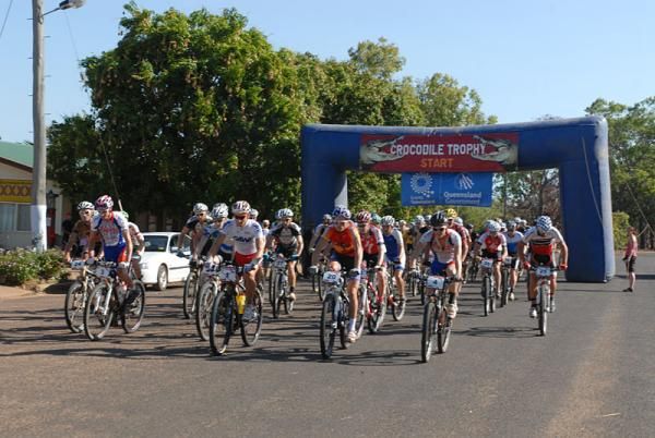 The start of stage 8 of the Crocodile Trophy in Laura