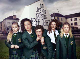 Derry Girls. with 'Screw' star Jamie-Lee O'Donnell (second from left) as Michelle.