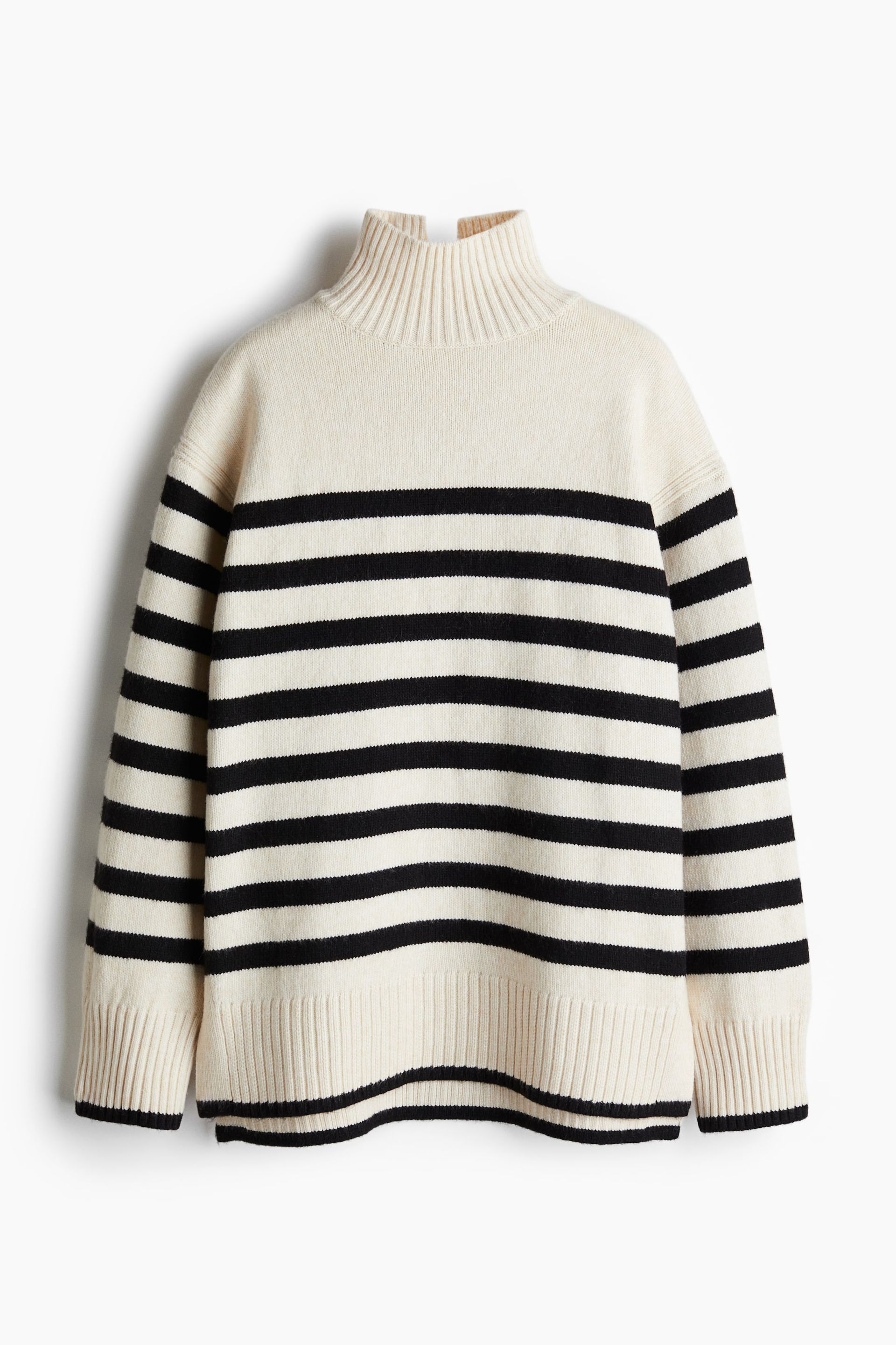Oversized Polo-Neck Jumper - Grey Marl