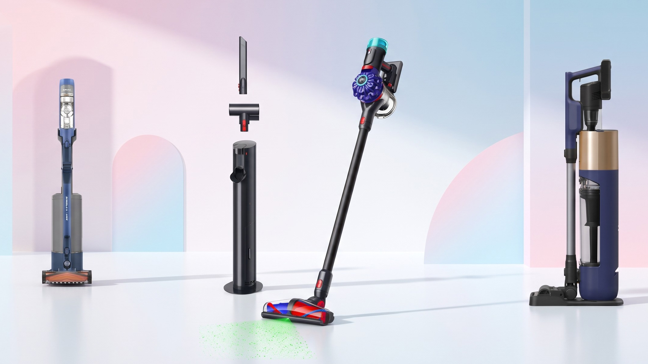 Vacuums on gradient background
