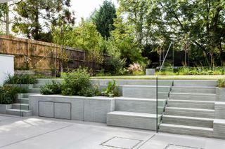 How much does landscaping cost: modern garden with paved patio