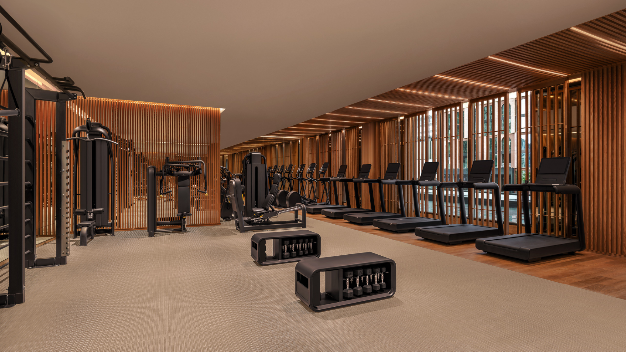 A fitness centre with modern gym equipment