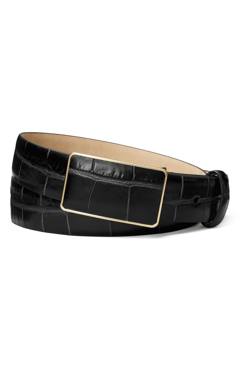 Croc Embossed Leather Plate Belt