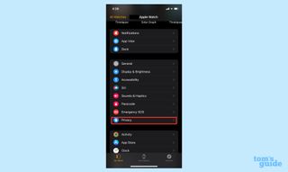 How to calibrate an apple watch select privacy from My Watch Tab